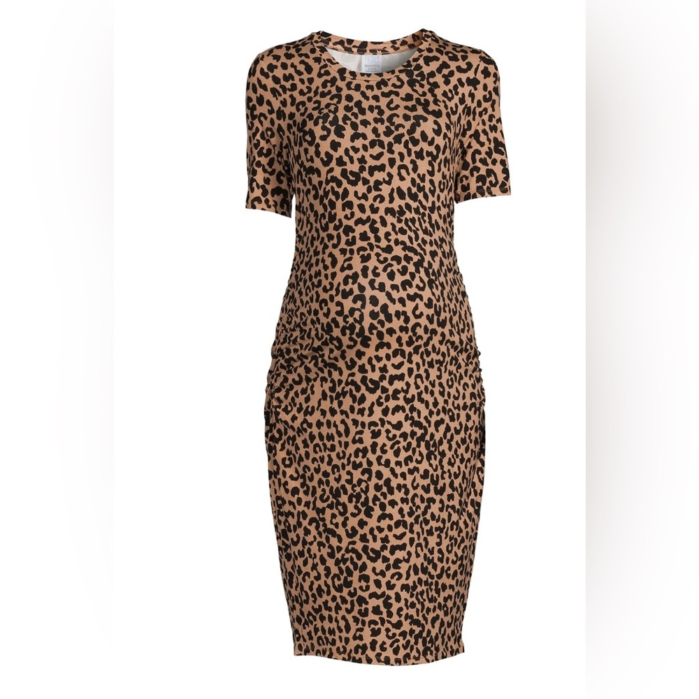 Maternity side ruched dress leopard